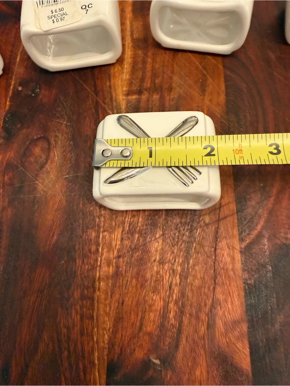 Set of 5 Ceramic Pottery Barn Napkin Ring Holders White Silverware new